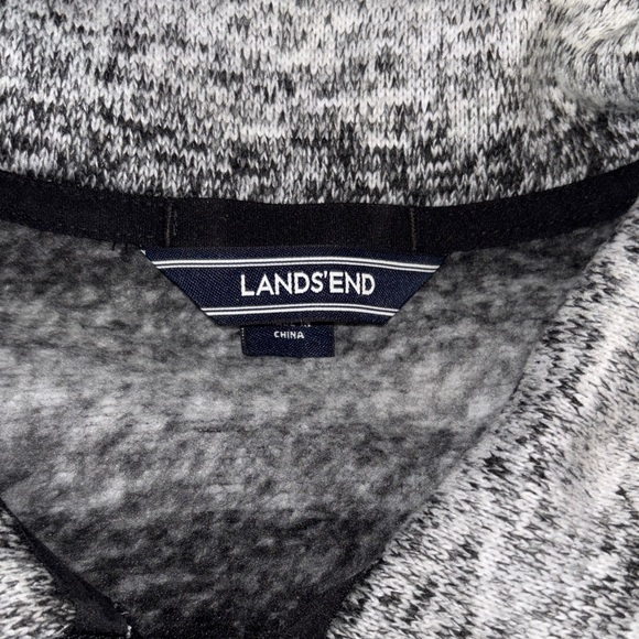 Lands' End Women's Black and Gray Striped Zip-Up Sweater - Picture 2 of 3